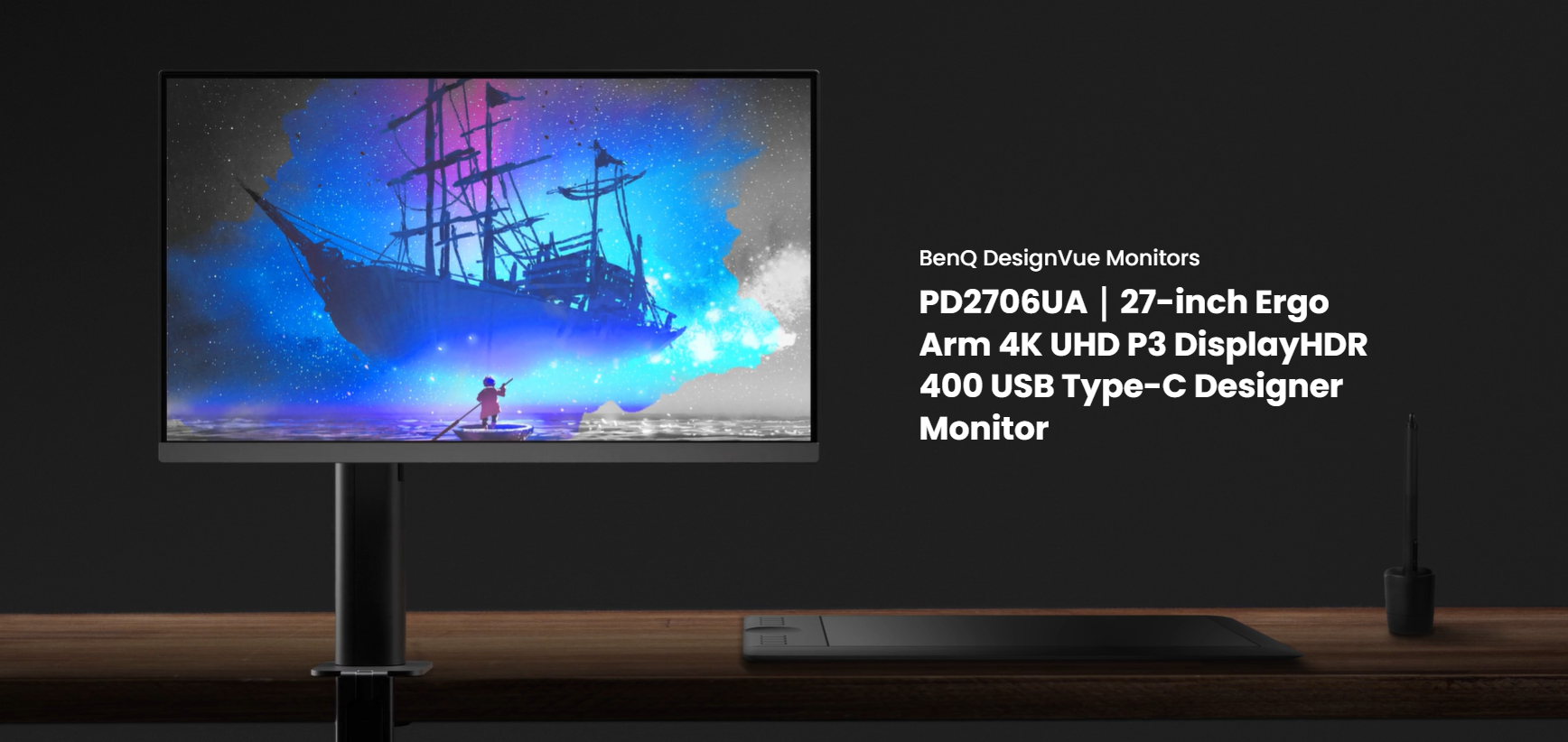 27-inch Ergo Arm 4K UHD P3 DisplayHDR 400 USB Type-C Designer Monitor